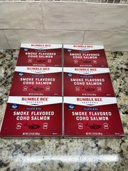 6 Packs Bumble Bee Smoke Flavored Coho Salmon Fillets in Oil 3.75 oz Sardines