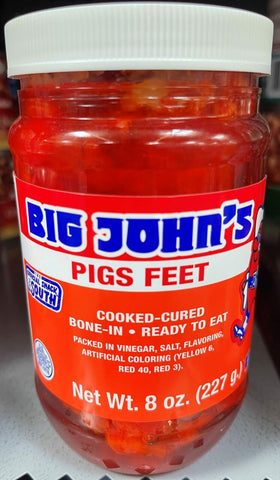 2 Jars Big John's Pickled Pig's Feet Cooked Sausage Wieners 16 oz