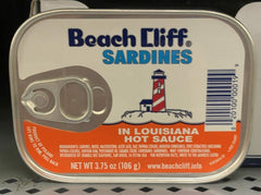 18 CANS Beach Cliff Sardines in Louisiana Hot Sauce Wild Caught 3.75 Oz can Fish