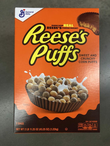 General Mills Reese's Puffs Cereal, Peanut Butter Chocolate 43.25 oz Breakfas...