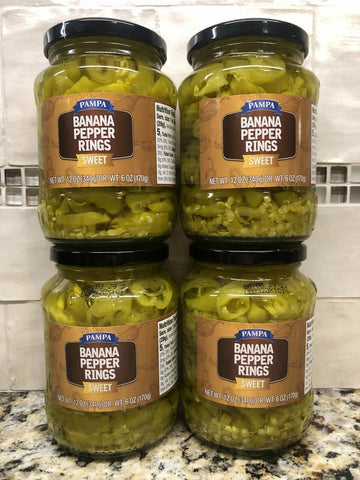 4 JARS Pampa Sweet Banana Pepper Rings 12 oz Jar Salad Sub Sandwich