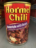 4 CANS Hormel Homestyle Chili With Beans 15 oz Can Hamburger Sauce Hot Dog