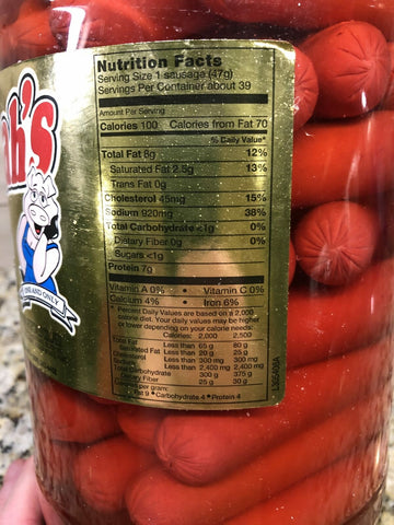 1 Gallon Jar Hannah Pickled Pork Sausage Red Hots Wieners 4lbs Free Ship