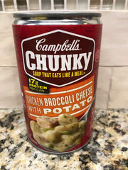 12 Campbell's CHUNKY Chicken Broccoli Cheese w Potato Soup 18.8 oz Cans FREE ...