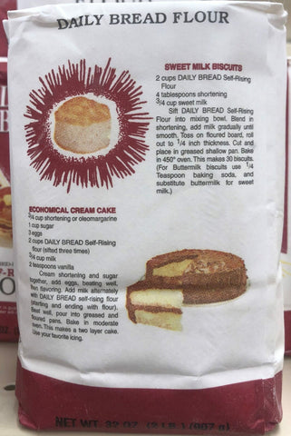 2 BAGS Daily Bread Self-Rising Flour 2 lb Bag Soft Winter Wheat