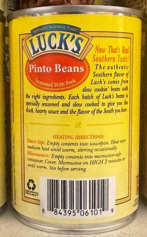 6 CANS Luck's Pinto Beans Seasoned with Pork 15 oz Can Vegetable Bean