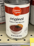 6 CANS Laura Lynn Chili with No Beans 15 oz beef queso