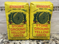 2 BAGS Atkinsons Yellow Stone Ground Grits 2 lb Bag Breakfast Corn Hominy