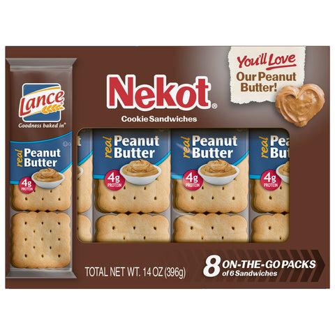 40 Packs Nekot Lance Cookie Sandwich Peanut Butter Crackers NABS FREE SHIP