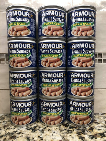 12 Cans Armour Reduced Sodium Vienna Sausage Meat 4.6 oz Wiener Low Salt