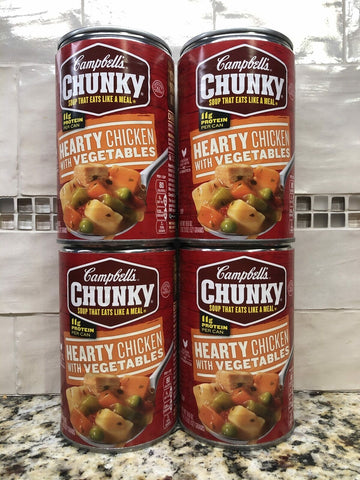 4 Campbell's CHUNKY Hearty Chicken with Vegetables Soup 18.6 oz Cans