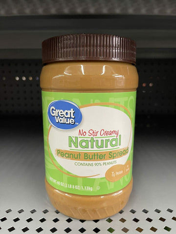 2 JARS Great Value Natural No Stir Creamy Peanut Butter 40 oz Sandwich