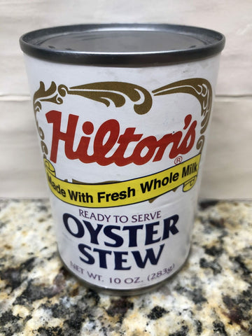 6 CANS Hilton's Oyster Stew made with fresh milk and butter 10 oz Can Chowder