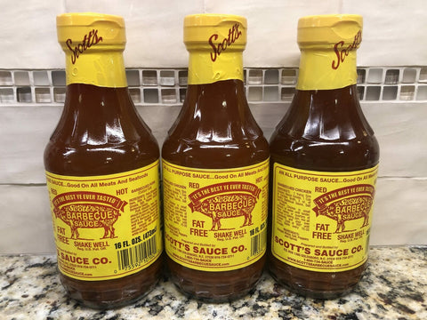 3 BOTTLES Scott's Spicy Fat & Sugar Free Homemade Barbecue Sauce BBQ