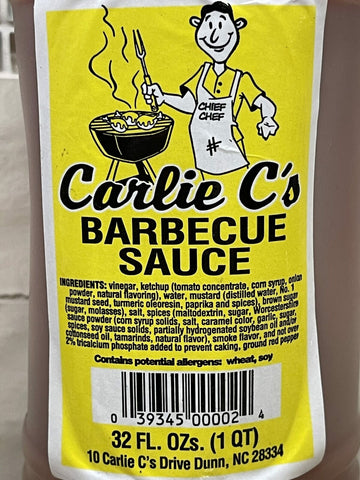 2 Bottles Carlie C's Original BBQ Sauce 32 oz Barbecue Pork Ribs Chicken Dunn NC