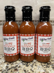 3 BOTTLES D'Vine Foods Beer Bourbon BBQ Sauce 12 oz Pork Chicken