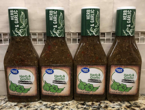 4 BOTTLES Great Value Herb & Garlic Marinade 12.25 oz Meat Grill FREE SHIP