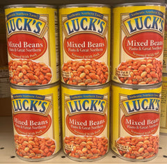 6 CANS Luck's Mixed Beans Pinto Great Northern with Pork 15 oz Can