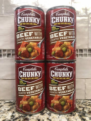 4 Campbell's CHUNKY Beef with Country Vegetables Soup 18.8 oz Cans FREE SHIP