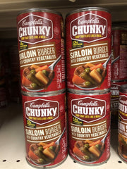 4 Campbell's CHUNKY Sirloin Burger w Country Vegetables Soup 18.8 oz Cans