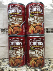 4 Campbell's CHUNKY Minestrone with Italian Sausage Soup 18.8 oz Cans