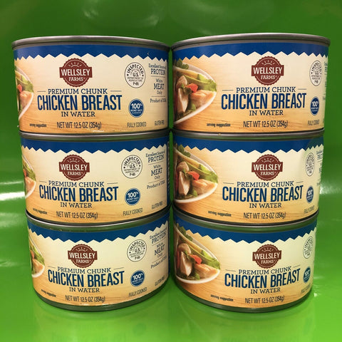 6 CANS Wellsley Farms Premium Chunk Chicken Breast in Water Salad Pie Stew