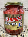 1/2 Gallon Jar Hannah's Pickled Pig's Feet Pork Sausage Wieners Red Hot Snack