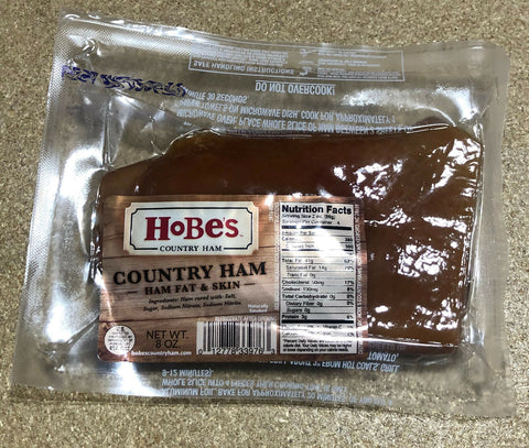 Hobes Fat 8 oz Pork Cured Country Ham & Skins Seasoning Bean Taters Stew