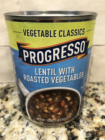 4 CANS Progresso Vegetable Classics Lentil with Roasted Vegetables Soup 19 oz...