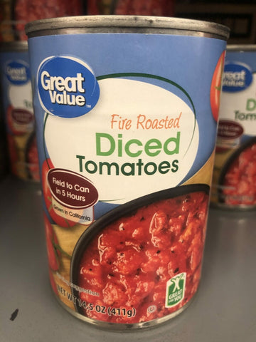 6 CANS Great Value Fire Roasted Diced Tomatoes 14.5 oz Can chili spaghetti ca...