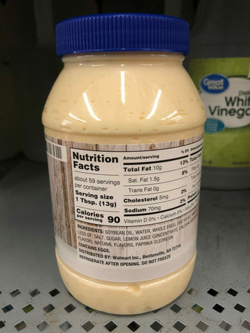 2 JARS Great Value Real Mayonnaise Mayo 30 oz Sandwich Dressing