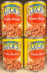 4 CANS Luck's Pinto Beans Seasoned with Pork 15 oz Can Vegetable Bean