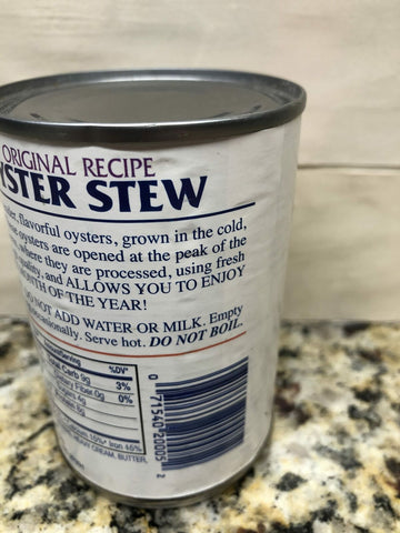 18 CANS Hilton's Oyster Stew made with fresh milk and butter 10 oz Can Chowder