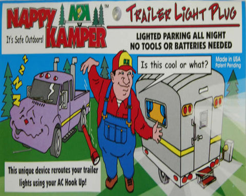 NAPPY KAMPER Trailer Park Tail Lamp Light Plug Camper Travel Trailer Pop Up Camp