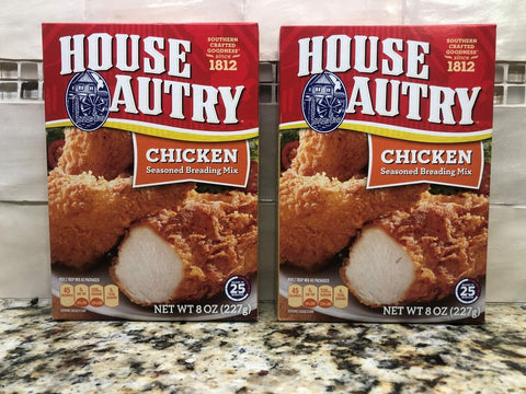 2 BOXES House Autry Cripsy Fried Chicken Breader Mix 8 oz Flour Breast Leg Wing