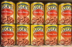 10 CANS Luck's Pinto Beans Seasoned with Pork 15 oz Can Vegetable Bean