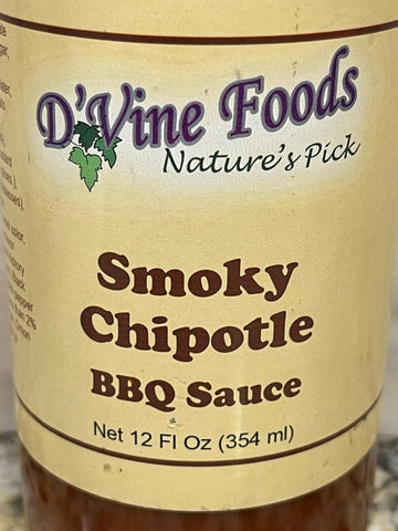 3 BOTTLES D'Vine Foods Smoky Chipotle BBQ Sauce 12 oz Pepper Hot