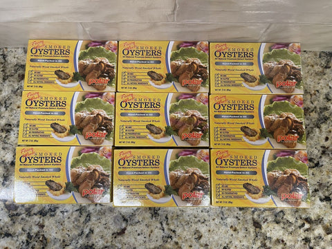 9 CANS MW Polar Foods Fancy Whole Smoked Oysters 3 oz Tin Fish Sardines