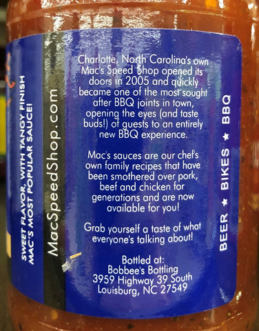 Mac's Speed Shop Western North Carolina BBQ Sauce 16 oz Bottle Barbecue