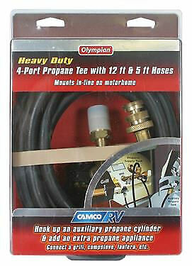 Propane 4 Port Supply Regulator Tee and Hose Trailer Camper RV Motorhome LP Gas