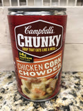 12 Campbell's CHUNKY Chicken Corn Chowder Soup 18.8 oz Cans FREE SHIP