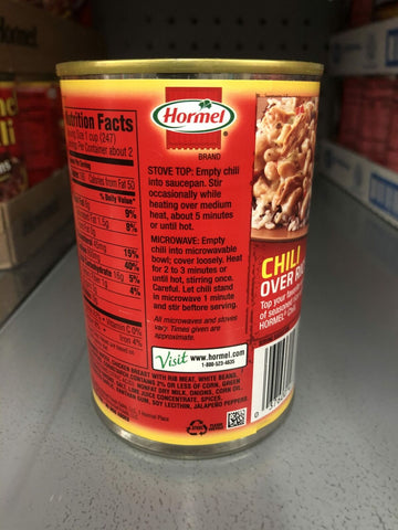 4 CANS Hormel 100% Natural White Chicken Chili With Beans 15 oz Can Dip Stew