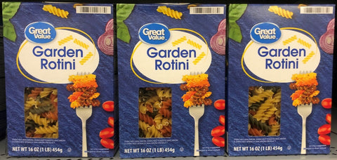 3 BOXES Great Value Garden Rotini Pasta 16 oz Enriched Multicolor Salad Parmesan