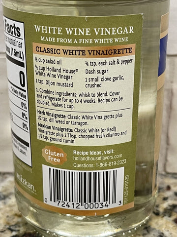 3 Bottles Holland House White Wine Vinegar 12 oz light salad