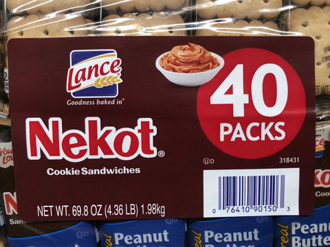 80 Packs Nekot Lance Cookie Sandwich Peanut Butter Crackers NABS