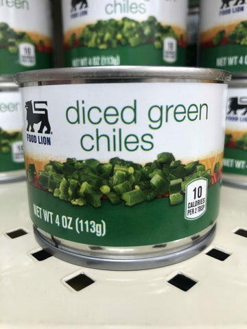 8 Food Lion Diced Green Chilies 4 oz Cans FREE SHIP tacos burrito fajita ques...