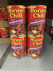 4 CANS Hormel Homestyle Chili With Beans 15 oz Can Hamburger Sauce Hot Dog