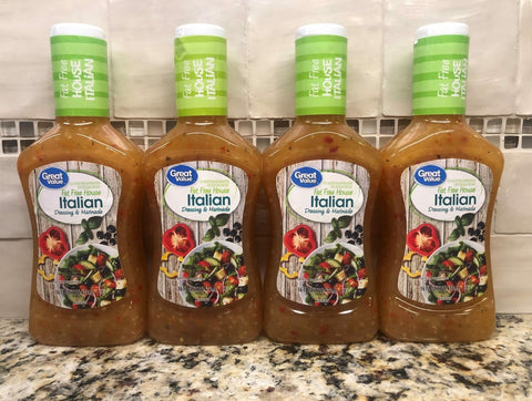 4 BOTTLES Great Value Fat Free House Italian Salad Dressing 16 oz FREE SHIP