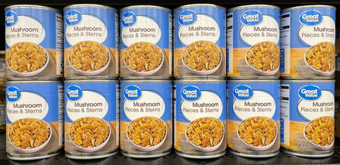 12 CANS Great Value Mushroom Pieces & Stems 8 oz Can Salad Pizza Paste