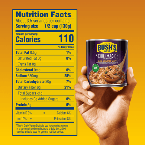 4 CANS Bush's Chili Magic Slow Simmered White Beans in Mild Chili Sauce